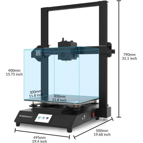  TRONXY XY-3 3D Printer 310x310x330mm Large Size Semi-Assembled with Filament Sensor and Power Resume, All Metal Frame with Flex Magnetic Sticker Touch Color Screen