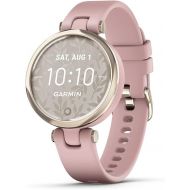 Garmin Lily™ Stylish Small Smartwatch, Bright Touchscreen Display and Patterned Lens, Cream Gold and Dust Rose, Silicone Band
