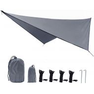 TAHUAON Rain Fly for Hammock Camping Camping Tarp Waterproof Tent Footprint Camping Sunshade Picnic Tent 360*290cm (Gray