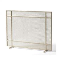 WMMING Gold Wrought Iron Heavy Duty Fireplace Screen with Mesh Cover, Single Panel Baby Pet Spark Guard for Wood Burning Stove, 24cm Wide Solid and Practical