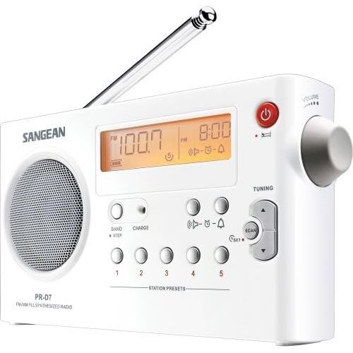  Sangean All in One Compact Portable Digital AMFM Radio with Built-in Speaker, Earphone Jack, Alarm Clock Plus 6ft Aux Cable to Connect Any Ipod, Iphone or Mp3 Digital Audio Player
