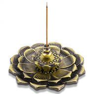 인센스스틱 Accmor Brass Incense Holder, Lotus Stick Incense Burner for Stick/Coil/Cone Incense with Ash Catcher (Bronze)