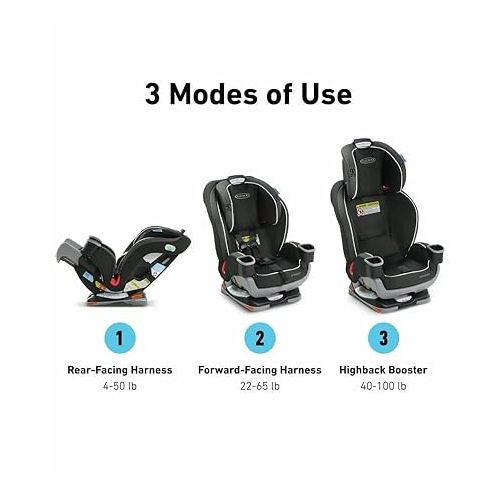 그라코 Graco Extend2Fit 3-in-1 Convertible Car Seat, Rear Facing, Forward Facing, and Booster Seat, Hamilton