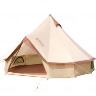 Tent Family Camping Oversized Pyramid Thick Camping Rainproof Waterproof Camp Luxury Indian Outdoor Giant (Color : Coffee Color, Size : 400400250cm)