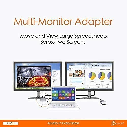  j5create USB to HDMI Adapter - Dual HDMI USB 3.0 Multi-Monitor Cable 4K Ultra HD Compatible with Microsoft 7, 8.1, 10 / Mac OS X v10.6 and Above