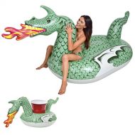 GoFloats Giant Inflatable Pool Floats with Bonus Drink Float, Choose from Our Awesome Styles (Unicorn, Dragon, Flamingo, Bull and Swan)