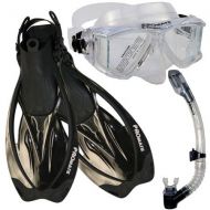 Promate Snorkeling Scuba Dive Snorkel Side-View Edgeless Mask Fins Gear Set/ SCS0023