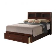Benzara BM168599 Classic Cal King Wooden Bed with HB and FB Storage Brown