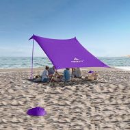 Forceatt Beach Tent Canopy Sun Shade UPF50+ UV Protection (10×10 FT 2 Aluminum Pole), Lightweight and Easy Set Up Outdoor Sun Shelter for Beach Time, Backyard,Fishing, Camping or F