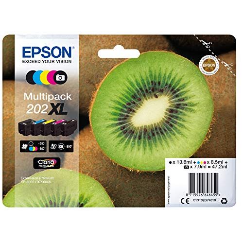 엡손 Epson EP64645 Inkjet Catridge, Black/Cyan/Magenta/Yellow/Photo Black, Pack of 5, Amazon Dash Replenishment Ready