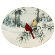Lenox Winter Greetings Scenic 16-Inch Gold-Banded Fine China Oval Serving Platter