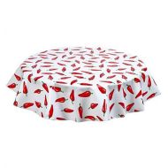 Freckled Sage Oilcloth Products Round Freckled Sage Oilcloth Tablecloth in Chili Pepper White- You Pick The Size!