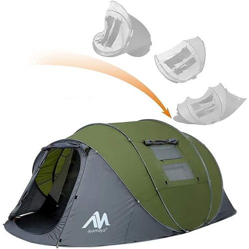  BD003- AYAMAYA Pop Up Tent with Net Hammock and Camping Lantern Fan - Camping Essentials