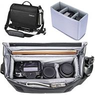 Cwatcun Shockproof Camera Bag with Detachable Insert Case for Canon Sony Nikon Leica Pentax Many Brands Cameras & Lenses Crossbody Camera Bag DSLR SLR Shoulder Camera Bag with Trip