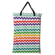 Hibaby Large Hanging Wet/dry Cloth Diaper Pail Bag for Reusable Diapers or Laundry (Rainbow Chevron)