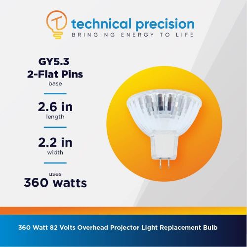  [아마존베스트]Technical Precision 2 Pack - Enx 82V 360W/MR16 GY5.3 Base Overhead Projector Lamp 02600 Dichroic Reflector GY5.3 Base