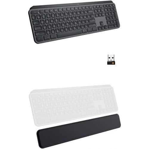 로지텍 [아마존베스트]Logitech MX Keys Advanced Wireless Illuminated Keyboard - Graphite Bundle with Logitech MX Palm Rest