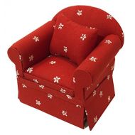 Inusitus Miniature Dollhouse Sofa Arm Chair - Dolls House Furniture Couch - White with Red Pattern - 1/12 Scale (Red White Stars)