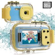 [아마존베스트]Batlofty Kids Underwater Camera, 8MP 1080P HD Waterproof Digital Camera with 2.0” IPS Screen, 32GB SD Card, Waterproof & Silicone Case, Lanyard, Camcorder for Kids Boys and Girls(B