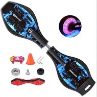 YYW Junior Caster Board Caster Boards with Illuminating Wheels Multi-Color Cool Wiggle Board Skateboard Flashing LED Wheels for Men and Women