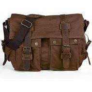 Peacechaos Mens Canvas Camera Bag Leather DSLR SLR Camera Case Vintage Camera Messenger Bag Shoulder Bag Sling Bag（Brown）