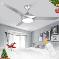 Depuley LED Ceiling Fan with Light, 58 W Super Quiet Fan with 18 W Dimmable Light and Timer, Adjustable Wind Speed, Modern Ceiling Light, Colour Changing for Bedroom