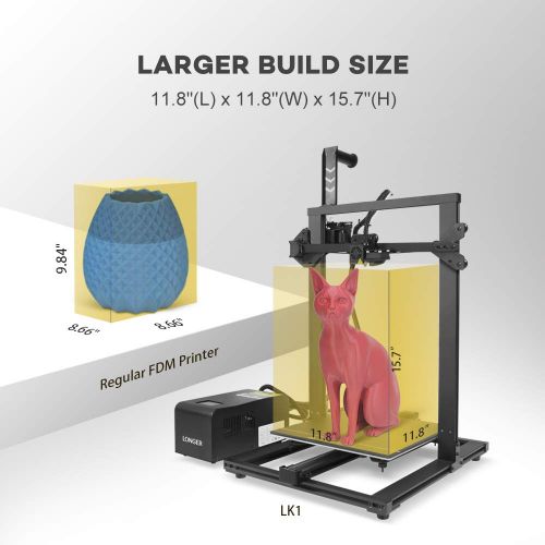  LONGER LK1 90% Pre-Assembled 3D Printer with Large Build Size 300x300x400mm, Full Touch Screen, Filament Detector, Resume Printing, Full Metal Frame (Black)