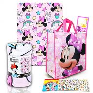 Classic Disney Disney Minnie Mouse Fleece Throw Blanket and Tote Bundle Minnie Mouse Kids and Teens Blanket, Tote, 300 Stickers, and More for Boys & Girls (Size 45*60inch)