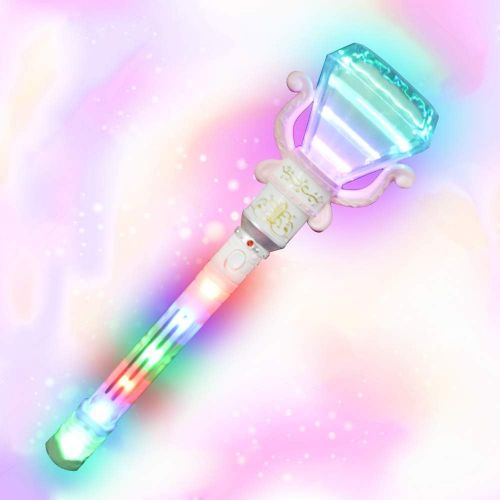  [아마존베스트]ArtCreativity Multi-Color Spinning Diamond Wand with LED Handle, 13.5 Inch Light Up Princess Wand for Kids, Fun Pretend Play Prop, Batteries Included, Birthday Gift for Boys & Girl
