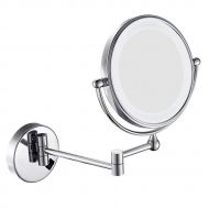 GGMIN LED Lighted Vanity Mirror, Double Sided Telescopic Bathroom Mirror, Foldable Magnifying Mirror for Spa and Hotel,Chromed_10x