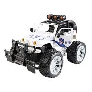 Nsddm 1/12 Scale Large Size White Simulation Police RC Car, All Terrain Off-Road Climbing RC Vehicle, Can Open The Door with Light Remote Control Car, Boy Teen