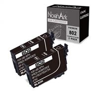 NoahArk 2 Packs 802 Remanufactured Ink Cartridge Replacement for Epson 802 802XL T802 T802XL High Yield Ink for Workforce Pro WF-4720 WF-4730 WF-4740 WF-4734 EC-4020 EC-4030 EC-404