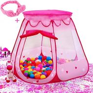 [아마존베스트]Le Papillon Pink Princess Tent Kids Ball Pit 1st Gift Toddler Girl Easy Pop Up Fold into a Carrying Case Play Tent Indoor & Outdoor Use.(Balls Not Included)