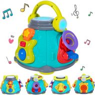 iPlay, iLearn Baby Music Activity Cube Play Center, Kids Karaoke Singing Sensory Toys, Lights Sounds, Guitar Drum Microphone Trumpet Gift for 12 18 Months, 1 2 3 Year Olds, Infants