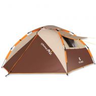 Lumeng Waterproof Double Layer Dome Tent 3-4 Person Family Instant Pop Up Portable Tents for Camping (Color : Brown, Size : One Size)