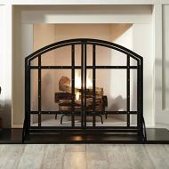 BNFD Modern Arch Panel Open Fire Screen, Baby Safe Wrought Iron Fire Screen with Door, for Wood and Coal Firing/Stoves