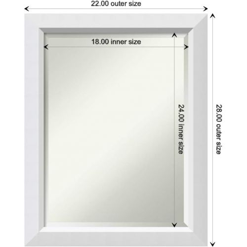  Amanti Art Framed Vanity Mirror | Bathroom Mirrors for Wall | Blanco White Mirror Frame | Solid Wood Mirror | Medium Mirror | 28.00 x 22.00 in.