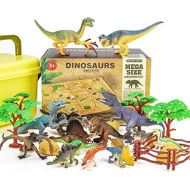 [아마존베스트]RenFox Dinosaur Toys Set with Activity Play Mat - 30Pcs Dinosaurs Playsets Include 16 Jurassic Dinosaur Figures, 4 Trees, 4 Stone, 4 Frence, Realistic Dino World Toy Gift for Kids
