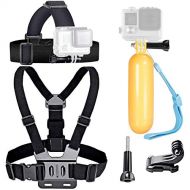 VVHOOY Action Camera Head and Chest Strap Mount Belt with Floating Handle Grip Compatible with Gopro Hero 10 9 8 7 6 5/Campark/AKASO EK7000 Brave 4 5 6 Plus 7 LE/ACTMAN Action Came