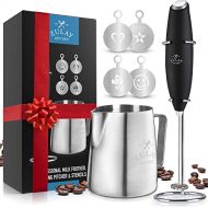 Zulay Kitchen Zulay Milk Frother Complete Set Coffee Gift, Handheld Foam Maker for Lattes - Whisk Drink Mixer for Bulletproof Coffee, Mini Blender for Cappuccino, Frappe - Includes Frother, Sten