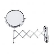 HUMAKEUP Double-Sided Bathroom Wall Mirror with 3X Magnifying Mirror Retractable Extension Bracket 360° Rotating 6/8 Inch Mirror Silver (Size : 8 inches)