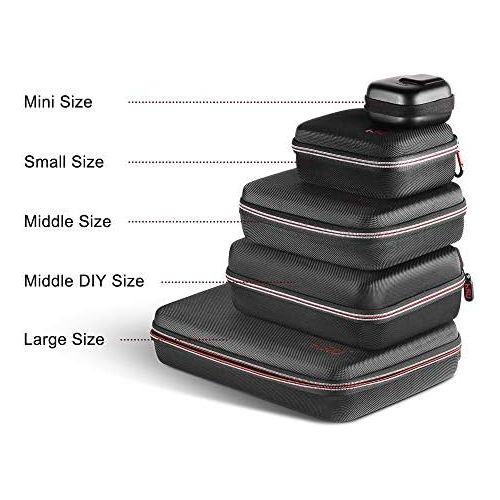  Large Carrying Case for GoPro Hero(2018), Hero 10, 9, 8, 7 Black,HERO6,5,4, LCD, Black, 3+, 3, 2 and Accessories by HSU with Carry Handle and Carabiner Loop - Portable and Shock(Gr
