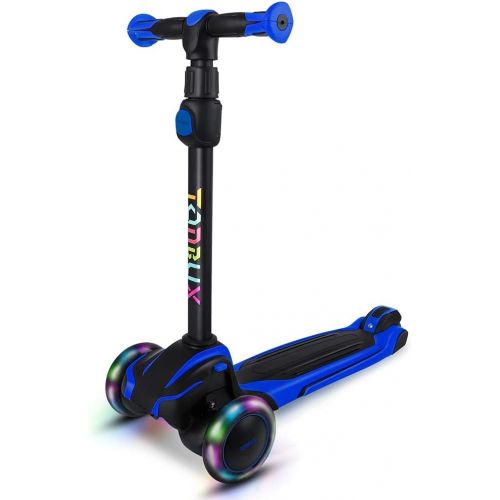  TONBUX Kids Scooter with Adjustable Height Toddler Scooter, Lean to Steer, Light Up 3-Wheels, Shock Absorption Design, Scooter for Kids Age 3-10 Balance Training