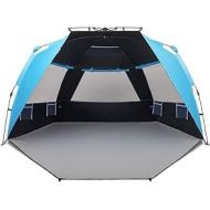 Easthills Outdoors Instant Shader Dark Shelter X-Large Beach Tent 99 Wide for 4-6 Person Sun Shelter UPF 50+ with Extended Zippered Porch Pacific Blue