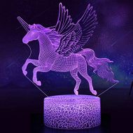 [아마존베스트]Koicaxy Unicorn Night Light for Kids, LED 3D Night Light Bedside Lamp with Remote & Smart Touch 16 Colors + 7 Colors Changing Dimmable, Best Unicorn Toys Birthday for Girls Boys