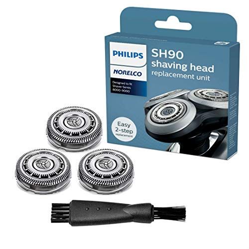 필립스 Philips Norelco SH90/72 Replacement Blades (Replaces SH90/62) for Series 9000 with Shaver Cleaning Brush - Bundle