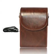 First2savvv dark brown premium quality genuine leather camera case pouch bag with shoulder strap for Canon PowerShot SX270 HS PowerShot SX280 HS SAMSUNG WB850F WB150F WB150 WB750 W