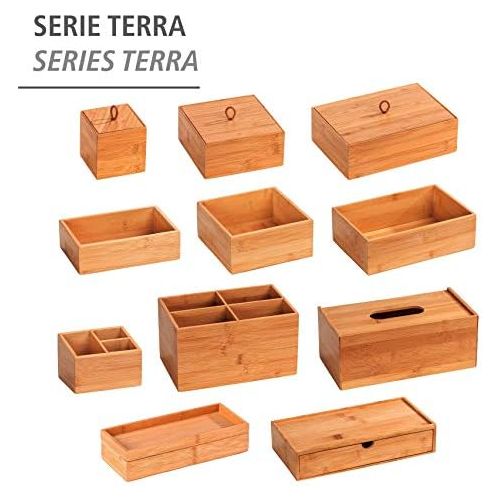 Wenko Bamboo Organiser Terra 3 Compartments -Storage Box, Bathroom Basket, Bamboo