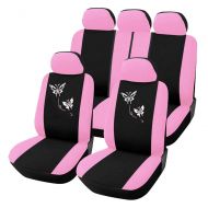 CARWORD Pink Car Seat Covers Woman Automobiles Interior Accessories Butterfly Embroidery of Sedan, SUV, Truck, Van and Minivan