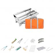 Three drops of water Barbecue Grill，Portable Stainless BBQ Tool Set for Outdoor Cooking Camping Hiking Picnics 3-5 People (Color : Silver)